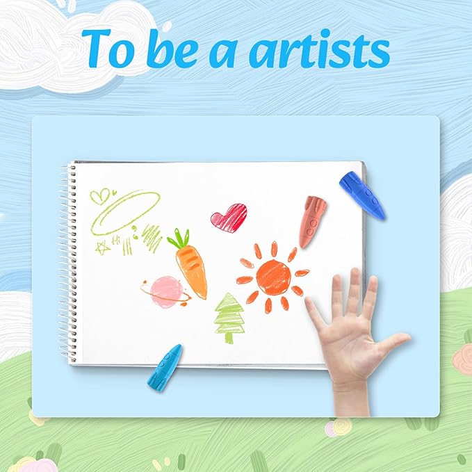 12 Colors Crayons for Toddlers, Non-Toxic Washable Rocket Crayons, Easy-to-Hold Coloring Gifts & Mess-Free Art Supplies for Little Hands