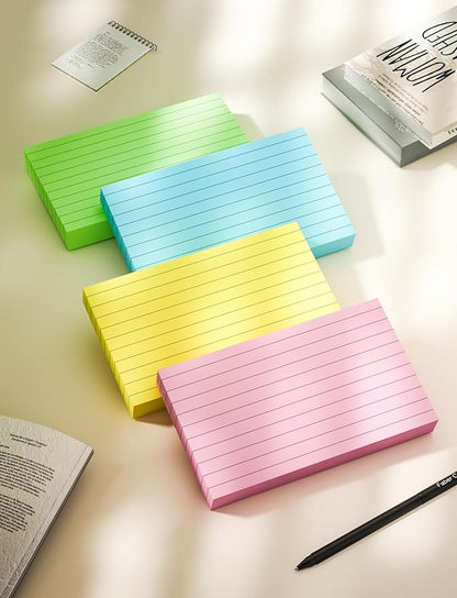 1200 Count Index Cards 3x5, Colored Index Cards, Note Cards 3x5 Flash Cards, 180GSM Heavy Notecards 3 x 5 Lined, 3 by 5 Pink Index Card Ruled Bulk Note Cards Flashcards for Studying Taking Notes