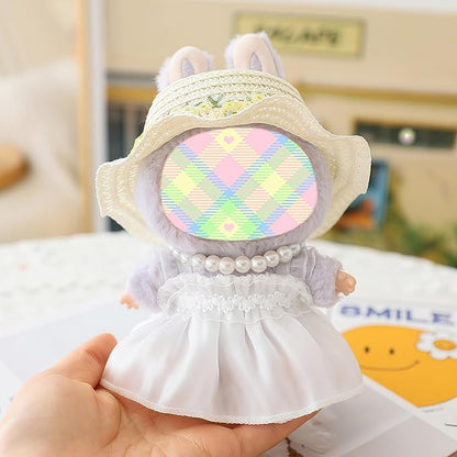 Clothes for Dolls Accessories, Outfit Set 3 Pieces Gauze Dress for 15cm 17cm Doll (No Doll), Romantic Hat Skirt Doll Clothing Set Replacement White