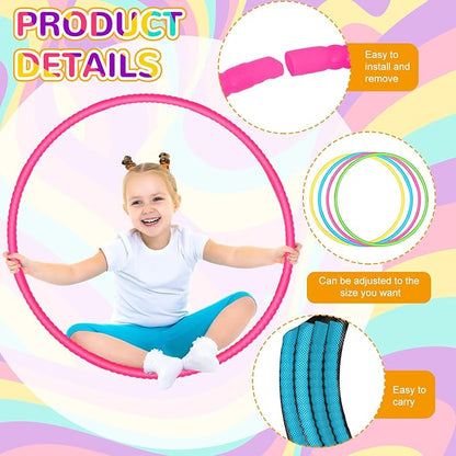 Sratte 8 Pcs Color Hoop Detachable Adjustable Hoop Exercise Ring Plastic Toys for Teens Games Gymnastics Dog Agility Equipment Party Decor, 4 Colors