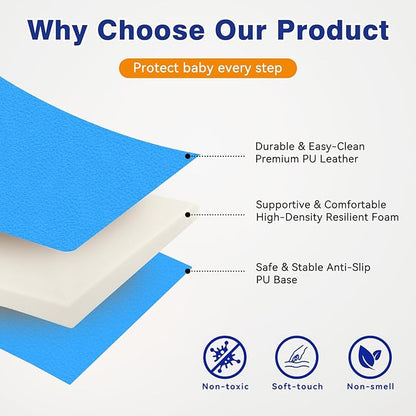 Foam Baby Play Mat: PU Leather Waterproof Kids Playmat - Trifold Floor Mat - Large Play Mat for Playpen Thick Pad Fodable Mattress Soft Toddler Mattress Infant Cushion for Preschool (Rainbow)