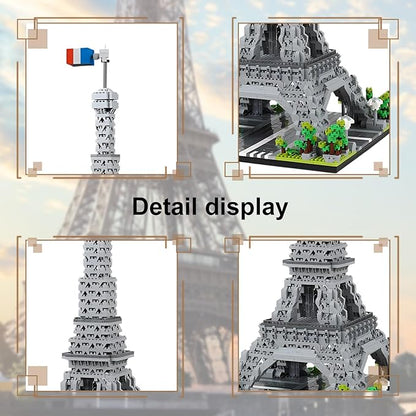 Paris Eiffel Tower Model Building Blocks Micro Brick Architecture Landmark for Display Fun Construction Gift for Kids & Adults