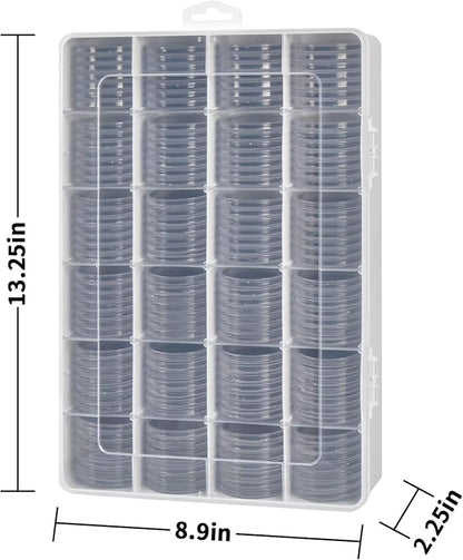 168 Pcs 46mm Coin Capsules Case with Foam Gasket and Plastic Storage Organizer, Coin Holder for Collectors, 8 Sizes (16 20 25 27 30 35 40 46mm). Coin box for Coin Collection Supplies Only-Black Gasket
