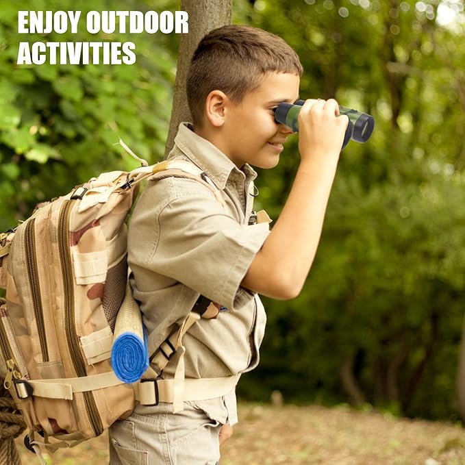 ASONA 12PCS Camouflage Color Binoculars for Kids with Neck String, Binoculars Nature Exploration Toys Safari Jungle Animal Theme Party Favors Gifts for Bird Watching Camping Hunting Hiking Supplies