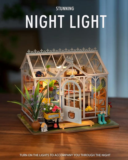 Rolife DIY Miniature House Kit for Adults, Easy Assemble Mini Greenhouse Dollhouse Building Model Sets, Tiny Wooden Garden House Hobby Crafts as Unique Gift Ideas or Home Decor