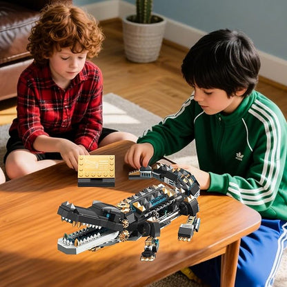 Crocodile Building Sets,STEM Dinosaur World Park Building Toy,Sea Creatures Creativity Model Building Kit,Mechanical Animal Brick Set,Birthday Christmas Valentines Gifts for Kids Boys Girls 8+