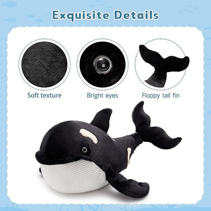 MorisMos 31.5Inch Orca Stuffed Animal, Soft Killer Whale Shark Plush Toy Orca Whale Plush Sea Animal Fish Doll for Kid
