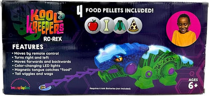 Kool KREEPERS RC-REX - Color-Changing & Walking Dinosaur Toy with Magic Magnetic Tongue That Extends & Catches Food Pellets. Features Wagging Tail, Flashing Lights & Roar Sounds