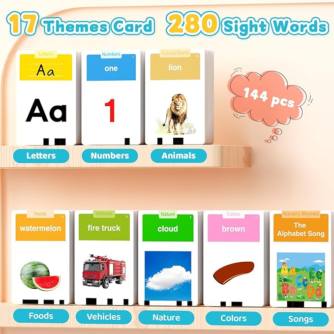 HOMESTEC Toddlers Talking Flash Cards with American accent & 288 Sight Words, Speech Therapy Toys for 3 4 5 6 Years Old Boys and Girls, Learning Educational Montessori Sensory kit, Kids Birthday Gifts