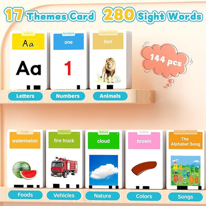 HOMESTEC Toddlers Talking Flash Cards with American accent & 288 Sight Words, Speech Therapy Toys for 3 4 5 6 Years Old Boys and Girls, Learning Educational Montessori Sensory kit, Kids Birthday Gifts
