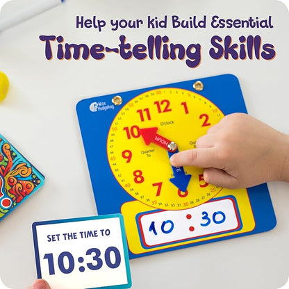 Kids Learning Time Activity Game Set, 53 Piece Set, Interactive Play, 4 Fun Time Based Games, Teaching Clock Kids Learn Time Fast, 3 Levels of Difficulty