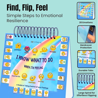 Thought-Spot I Know What to Do Flipbook Emotions Chart for Kids Autism Learning Materials Feelings Chart to Identify Feelings and Make Positive Choices Emotions Wheel Calm Down Corner Supplies