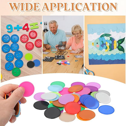 uxcell Plastic Poker Chips, Learning Counters Counting Counters Disk Marker Opaque Game Token for Game Play Math Counting