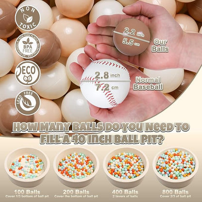 GOGOSO Ball Pit Balls for Toddlers Phthalate-Free BPA-Free Non-Toxic Crush Proof Soft Plastic Play Balls Baby Kids Shape Tent Pool Playhouse Playpen Party Decor,Coffee Brown Beige,50PCS