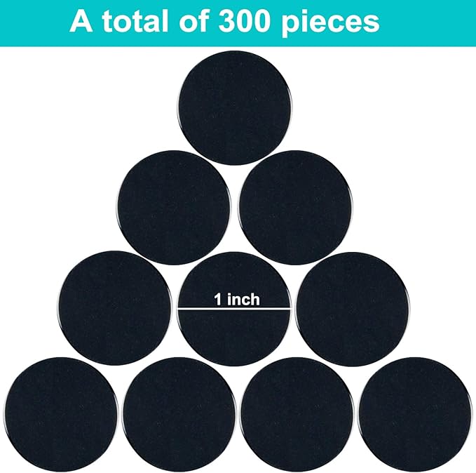Coopay 300 Pieces Plastic Learning Counters Disks Bingo Chip Counting Discs Markers for Math Practice and Poker Chips Game Tokens,1 Inch (Black Style 1)