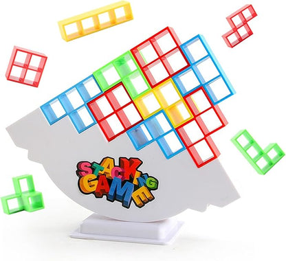 Balance Stacking Attack Block Game, Stack Game for Adult & Kids, Board Games for 2 Players+ Family Games, Perfect for Parties, Travel, Kids & Adults Team Building Blocks Toy, Pack of 48