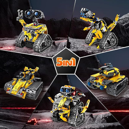 Robot Toys for Kids Building Set, 520 PCS App & Remote Control Robotics Kit, 5-in-1 RC Wall Robot Engineer Dinosaur Building Block Toy Gift for Kids 6 7 8 9 10 11 12+ Years Old Boys Girls