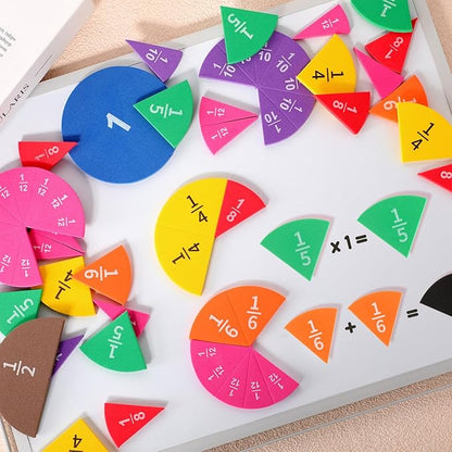 12 Sets Fraction Set for Math Classroom Fractions Manipulatives Math Manipulatives for Home School Supplies (Circles)