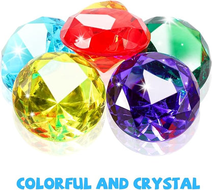 Niceup 26pcs Big Diving Gems Large Diamond Toys Kids Class Treasure Box Toys Fake Jewels Gemstones 1.57in for Princess Mermaid Pirate Chest Fillers Party Favors Decorations Hide Seek Bath