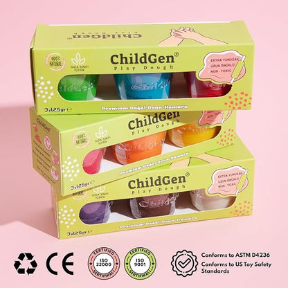 Natural Play Dough Set, Non-Toxic, Super Soft, Long Lasting Playdough, Modeling Dough, Kids Arts & Crafts, Preschool Toys, 3-Pack of 4.5-Ounce Cans (Yellow, Pink, Orange)