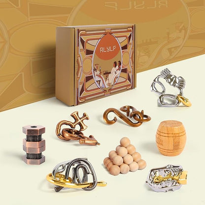 8 Pieces IQ Logic Training Brain Teaser Puzzles for Adults and Kids Family Games Party Favor Coffee Time Challenging Assembly and Disassembly Desk Toys