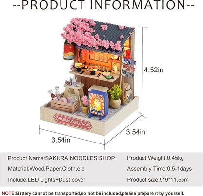 CUTEROOM DIY Doll House Miniature Furniture Wooden House Kit with Dust Cover & LED Light and Accessories - New Three Styles QT Series Dollhouse (QT041)