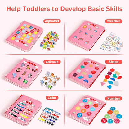 Montessori Busy Board Toys for One Year Old Girl Birthday Gifts,Educational Preschool Learning Activities Sensory Travel Toys for 1 2 3 Year Old, for Toddlers 1-3