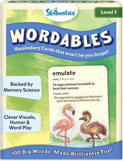 Skillmatics Vocabulary Flash Cards for Kids - Learn 100 Words with Wordplay, Visuals, & Soundplay, Christmas Stocking Stuffers, Educational Gifts for Ages 8, 9, 10 & Up, Screen-Free Language Game