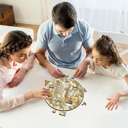 Wooden Puzzles for Adults,Statue of Liberty and Flag Puzzle, Unique Shaped Wooden Jigsaw Puzzles for Adults, Family Puzzle(100 Pieces 11.4X 11.4in 194pcs)