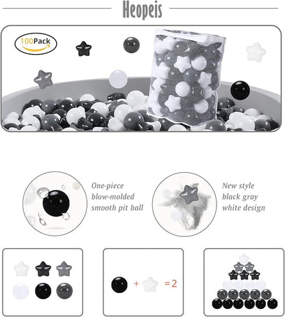 Ball Pit Balls Pack of 100 200 500 - Star and Round Set BPA Free Phthalate Free Non-Toxic Crush Proof Play Balls Soft Plastic Balls for Toddlers Baby Kids Birthday Pool Tent Party