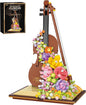 Mini Violin Building Blocks Sets Flower - 950+PCS Musical Instrument Micro Building Bricks Kit Floral - Creative Ideals, Collectible Architecture Decoration, Birthday Gift(Violin Flower)