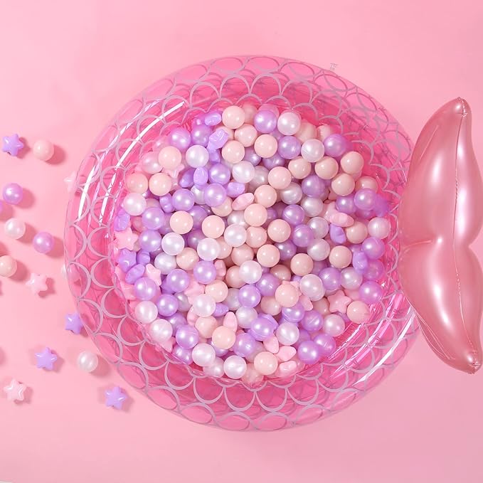 GOGOSO Balls for Ball Pit - Plastic Ball for Toddlers, Baby Kids Ball Pool Decoration 50 100 200 300 500 1000 (A Purple+Pink+White+Clear, 50 Balls)