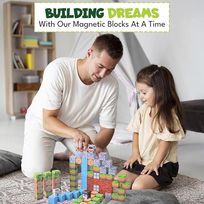 Magnetic Building Blocks 104PCS, Magnetic Blocks for Kids Ages 4-8, Magnetic Cubes STEM Building Toys for Boys Girls, Magnet Cubes for Sensory Montessori & Preschool Learning