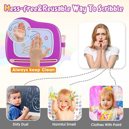Smasiagon Toddler Toys Age 1-2 Year Old Boys Girls, Magnetic Drawing Doodle Board Valentines Day Gifts for Kids Educational Learning Toys for 1 2 3 Year Old Boys Girls Birthday Gifts (Purple)