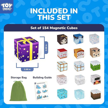 Magnetic Blocks, 154 Pcs Mine Magnet Block Set Build Frozen Princess Castle World for Kids Age 3+ Year Old Boys Girls, Magnetic Building Blocks for Toddler