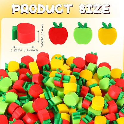 JUNEBRUSHS 150pcs Apples Erasers for Kids Bulk, Welcome Back to School Gifts Mini Apples Erasers for First Day of School Teachers Supplies Students Classroom Prizes Homework Rewards
