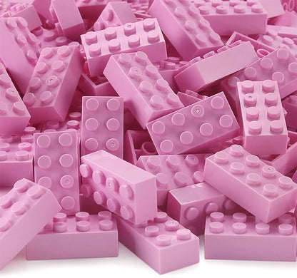 Feleph 100pcs 2x4 Bricks Bright Pink Pieces Parts Classic Building kit Play Set Basic Blocks Toy Compatible with 3001 Major Brands