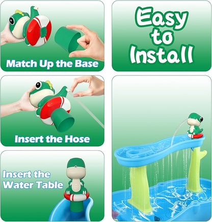 Dinosaur Water Table Pump Continuous Flow - Rechargeable Water Pump for Water Table Accessories - Summer Outdoor Water Play Toys - Battery Powered Water Pump Outside (Green)