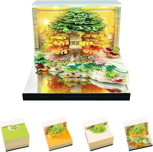 3d Calendar 2026,Hand Tear DIY Art 3d Calendar,Perfect Combination Of Artistic And Practical Design With Lights,Suitable For Note Taking,Decorative Ornaments,Holiday Gifts (huahai-Green)