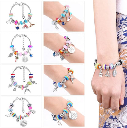 Bracelet Making Kit, 85PCs Charm Bracelets Kit with Beads, Jewelry Charms, Bracelets for DIY Craft, Jewelry Gift