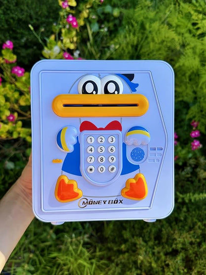 Piggy Bank for Kids - Electronic Money Saving Box w/Code Fingerprint - ATM Safe Toy - Coin Money Bank Boy Toys for Age 3, 4, 5, 6, 7, 8, 9,10 Year Old - Birthday Gift Ideas for Boys (Blue Duck)