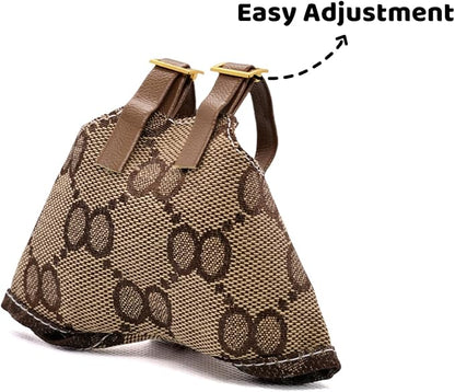 Clothes Compatible with Labubu 17cm Dolls, Premium Handmade Dolls Accessories with Chic Grid Hat & Rompers & Bag 3 Piece Set, High-End Fashion Outfit for Play & Display, No Doll, Brown