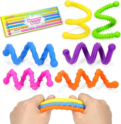 Fidget Toys Sensory Stick: Textured Sensory Toy Suitable for Children and Adults, Relieves Stress and Anxiety, Classroom Travel Essentials, 6PCS， Suitable for Autism and ADHD.