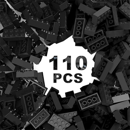 Classic Building Bricks 2x4, Compatible with Lego Parts and Pieces 3001, 110 Piece Bulk Building Block, Creative Building Block for Age 6+ Boys Girls and Bulk Enthusiast (Black)