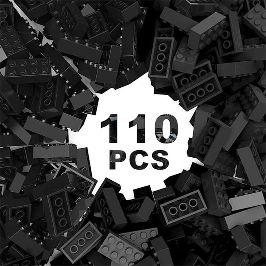 Classic Building Bricks 2x4, Compatible with Lego Parts and Pieces 3001, 110 Piece Bulk Building Block, Creative Building Block for Age 6+ Boys Girls and Bulk Enthusiast (Black)