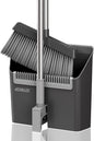 JOYMOOP Black Broom and Dustpan Set, Upright Angle Design with Built-in Comb Teeth for Home, Office, Hardwood Floors, Pet Hair