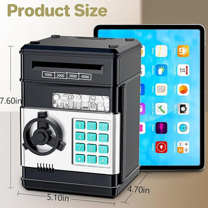 Electronic Piggy Bank for Kids Ages 5-12, Password Lock ATM Safe Bank with Auto Bill Roller, Educational Money Toy, Cash Coin Savings Box for Birthday Gifts Boys & Girls 5 6 7 8 9 10