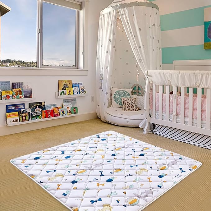 Premium Baby Play Mat 36" X 36", Thicken Foam One-Piece Crawling Mat, Non-Slip Cushioned Baby Playmats for Infants, Babies, Toddlers, Foldable and Machine Washable
