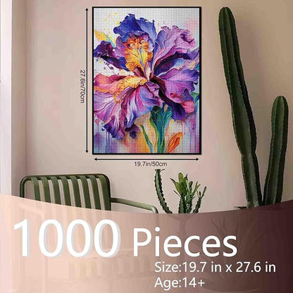 Iris L. Flower Jigsaw Puzzles for Adults 1000 Pieces Purple Blossom Floral Painting Jigsaw Puzzle Watercolor Craft Puzzles for Home Decoration Gifts, Family Puzzle Perfect for Game Nights 27" x 20"