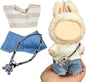 17cm Doll Clothes | Fashion Kawaii Chic Style Set for Dolls | 3-Piece Outfit with Knitted Striped Top, Blue Jeans & Bear Backpack (NO Doll)